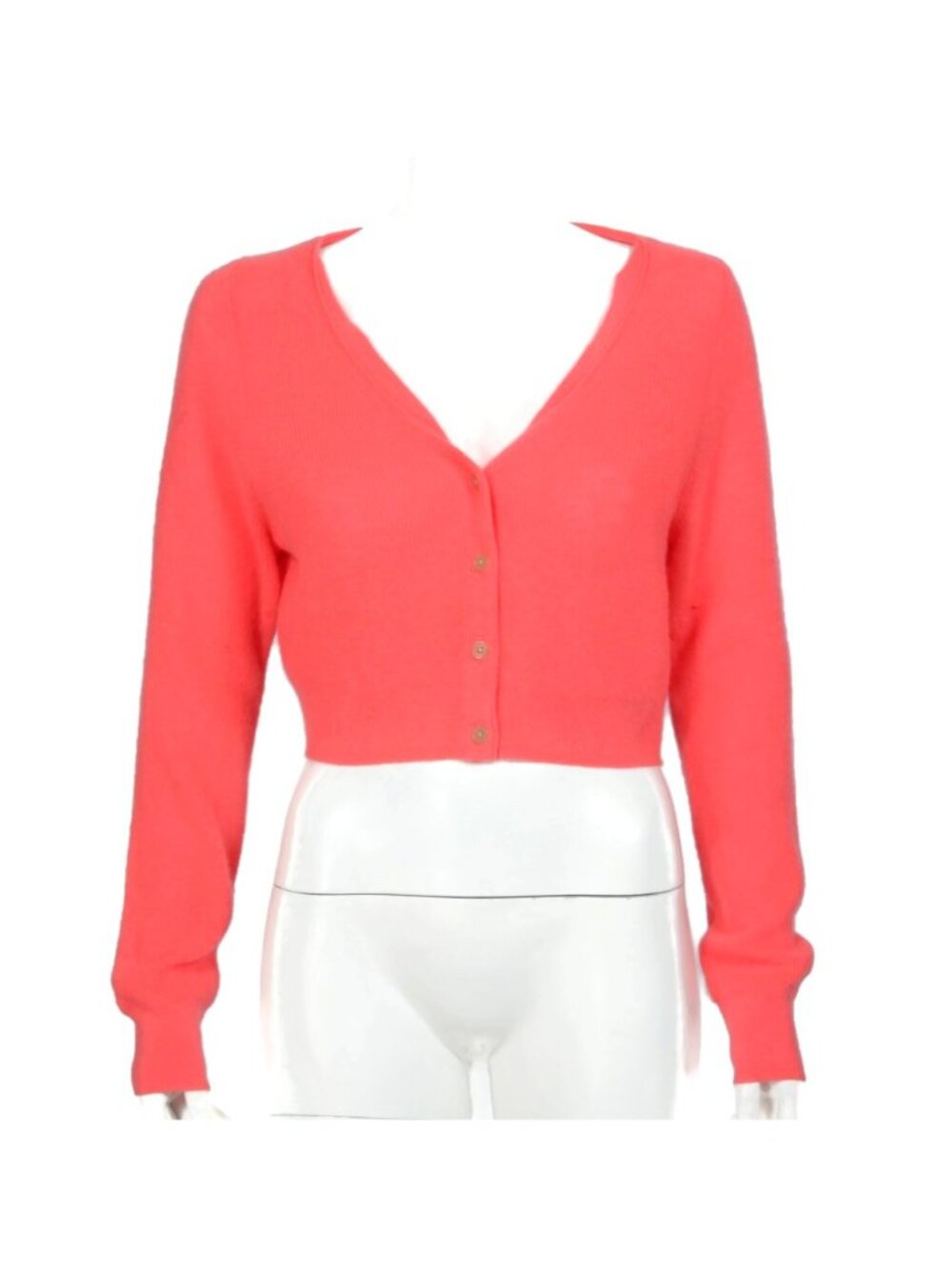 J. CREW 100% Cashmere Sweater Womens Crop Cardigan Florescent Orange size L /680